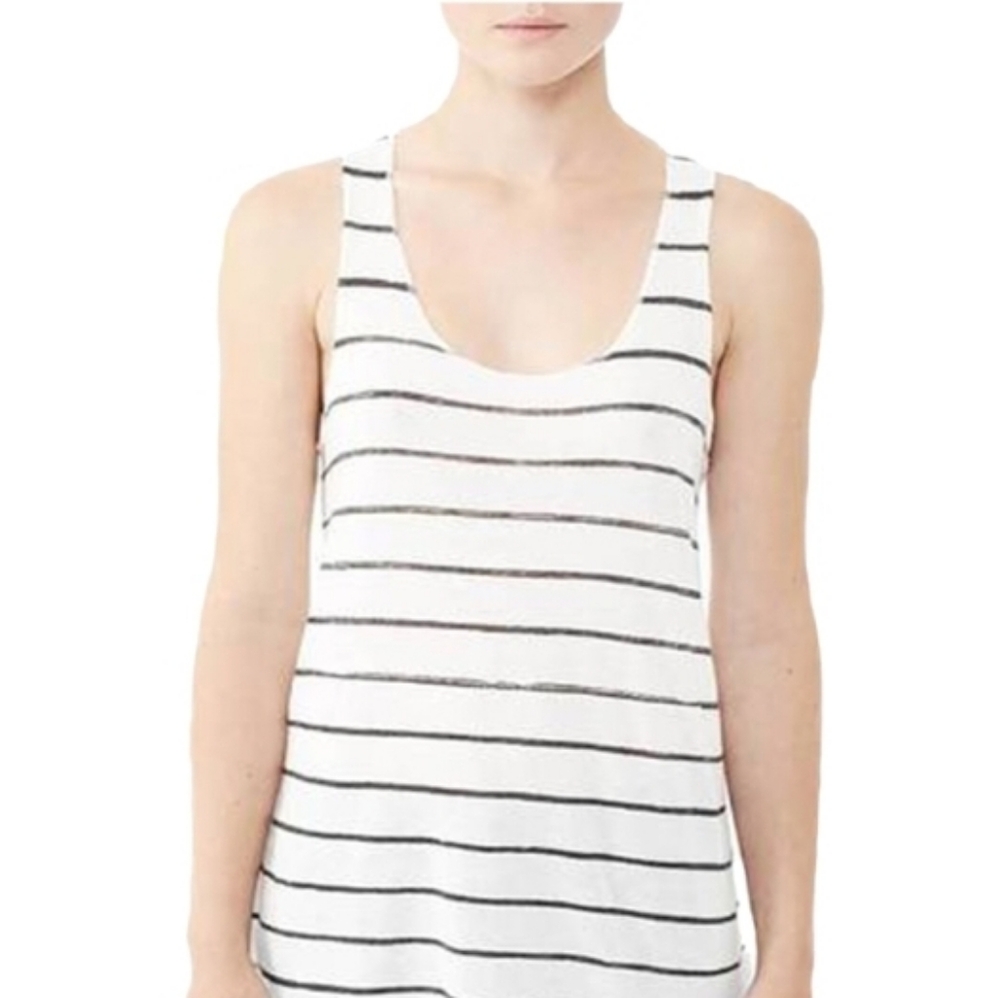 JOIE Reversible Silk/Linen Striped Tank Top, Sz L, Retail $135